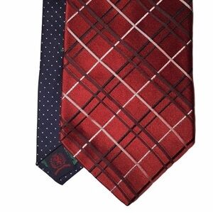 Tommy Hilfiger Red and White Plaid Tie